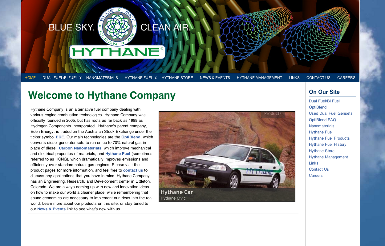 Web Design – Hythane Company; Natural Gas